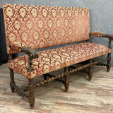 Louis XIII castle bench in solid walnut around 1850