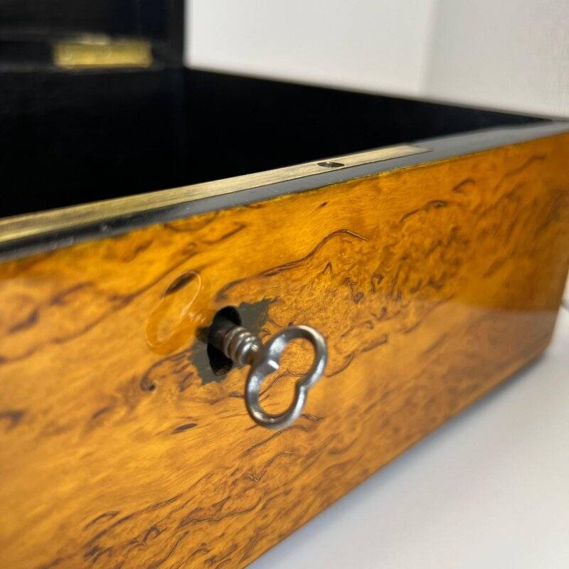 Biedermeier Box in Ice Birch and Brass, Germany, 1840s