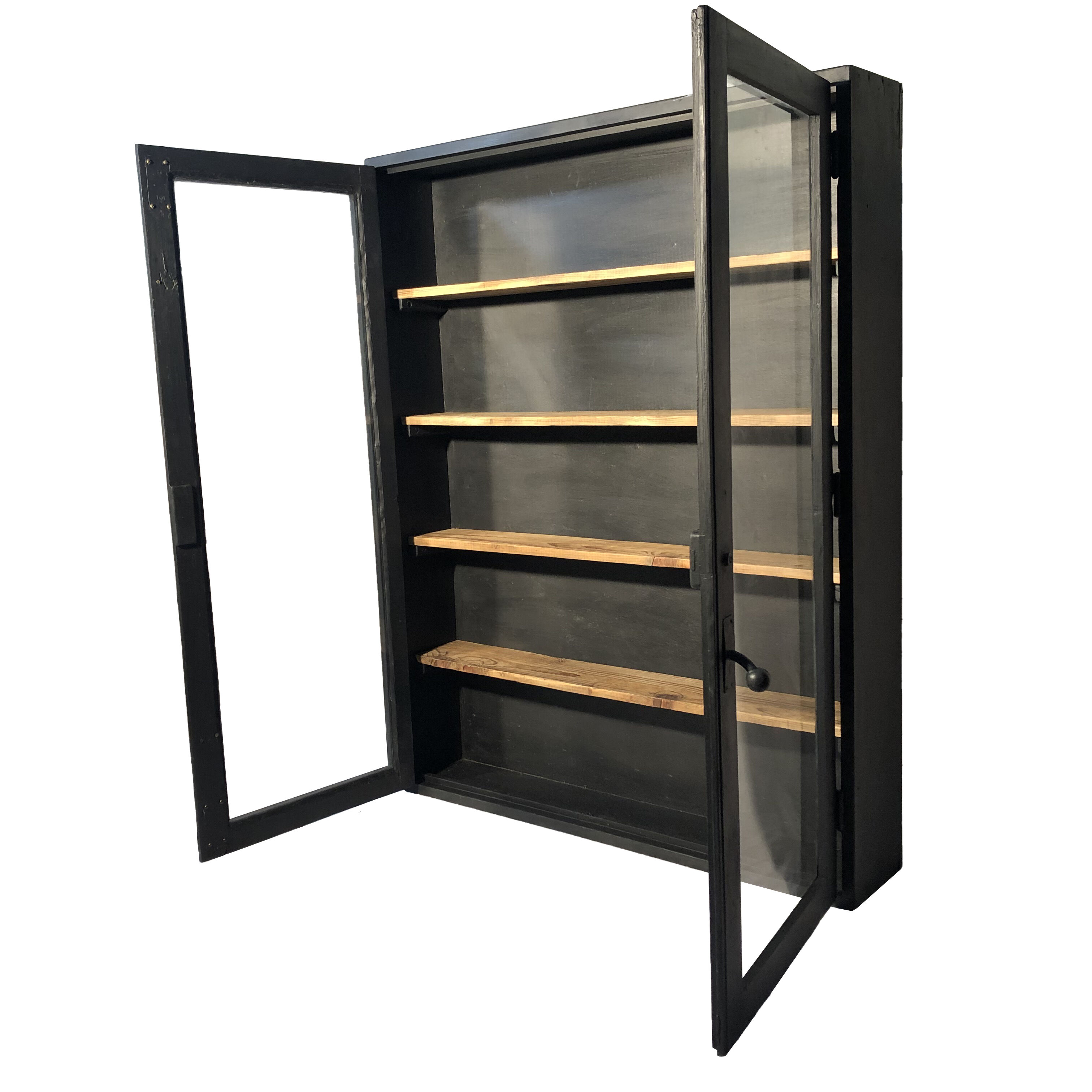 Former black painted wood workshop showcase