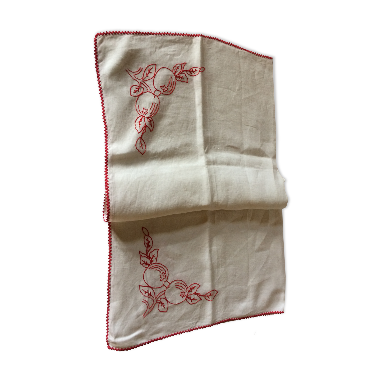 Old embroidered cotton tablecloth