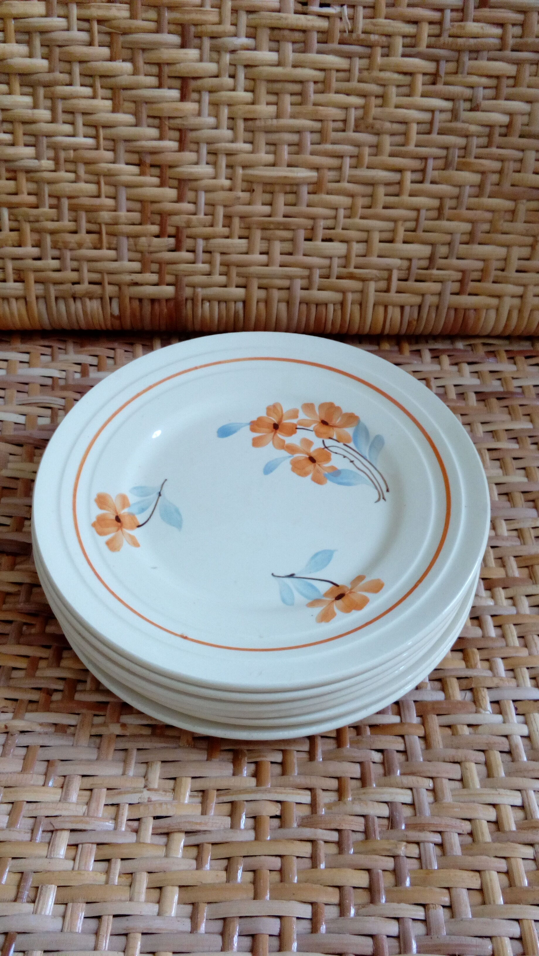 Set of 6 small plates with orange flowers