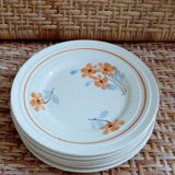 Set of 6 small plates with orange flowers