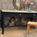 Farm table black charcoal & wood raw