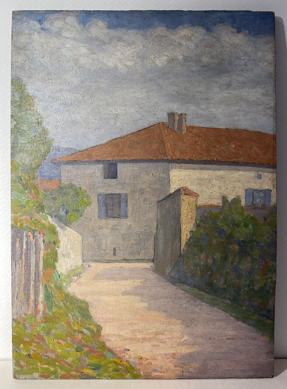 Painting landscape stamp of the artist's studio circa 1940