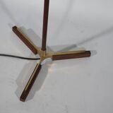 Teak Tripod Micheline Floor Lamp from Brass by JT Kalmar for Kalmar, 1950s