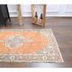Vintage Turkish Oushak Handmade Wool Cotton Orange Runner Rug 101x339