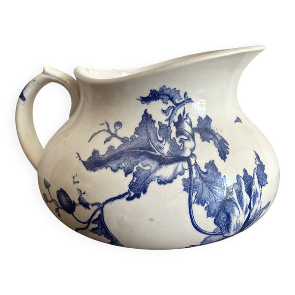 pichet , cruche en terre de fer bleu cobalt