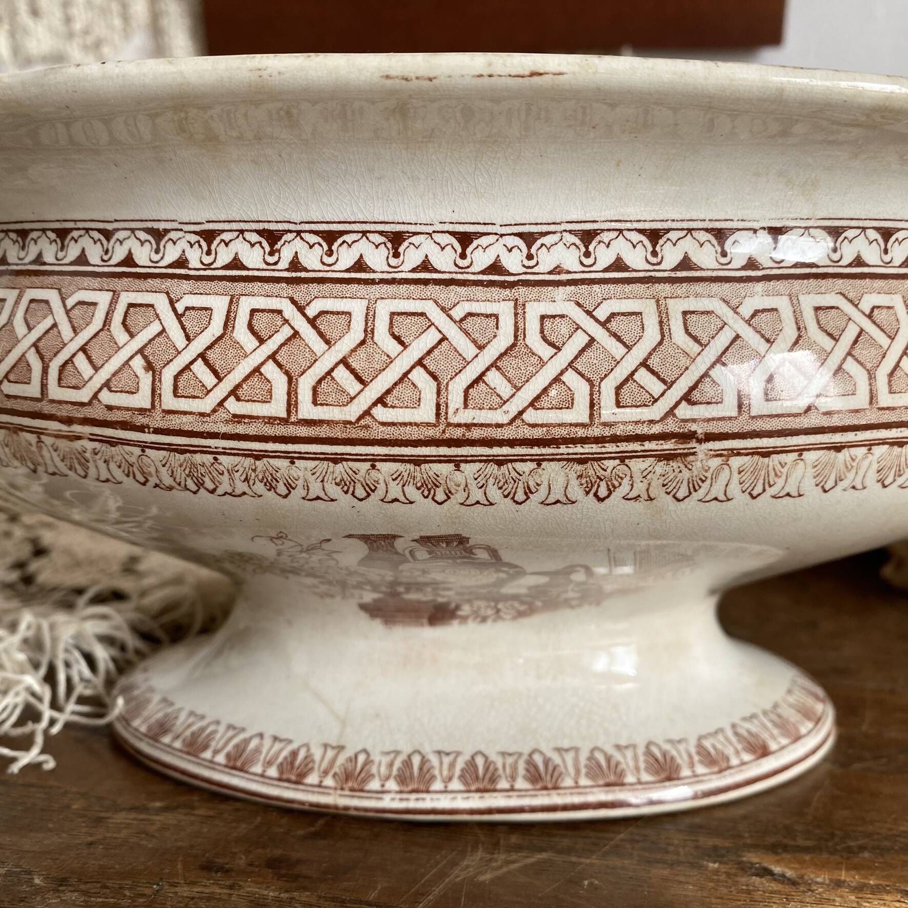 Antique vegetable dish in English ironstone "Princess Alexandra"