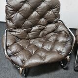 Pair of chrome and leather vintage chairs