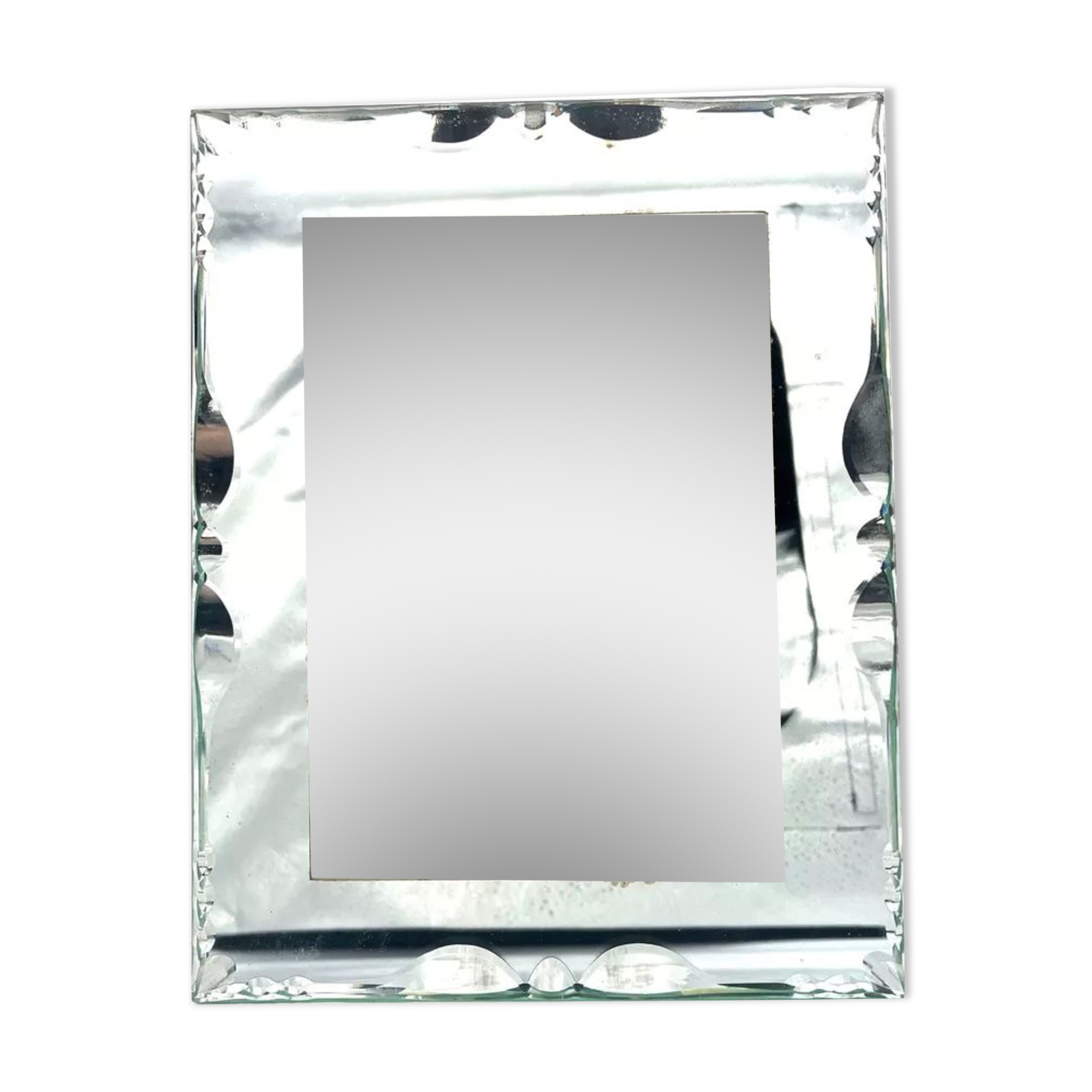 Cadre photo miroir, maison Harbé, taillé main, 1950's