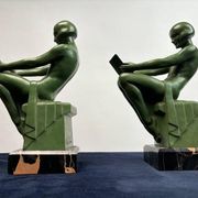 Art Deco Sculptural Bookends by Max Le Verrier, Paris, France, 1925, Set of 2