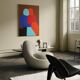 Peinture figurative minimaliste " A hug" 100x81cm