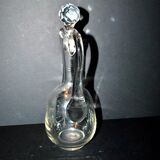 Antique carafe, blown glass can, acid-etched, garland basket, 1900
