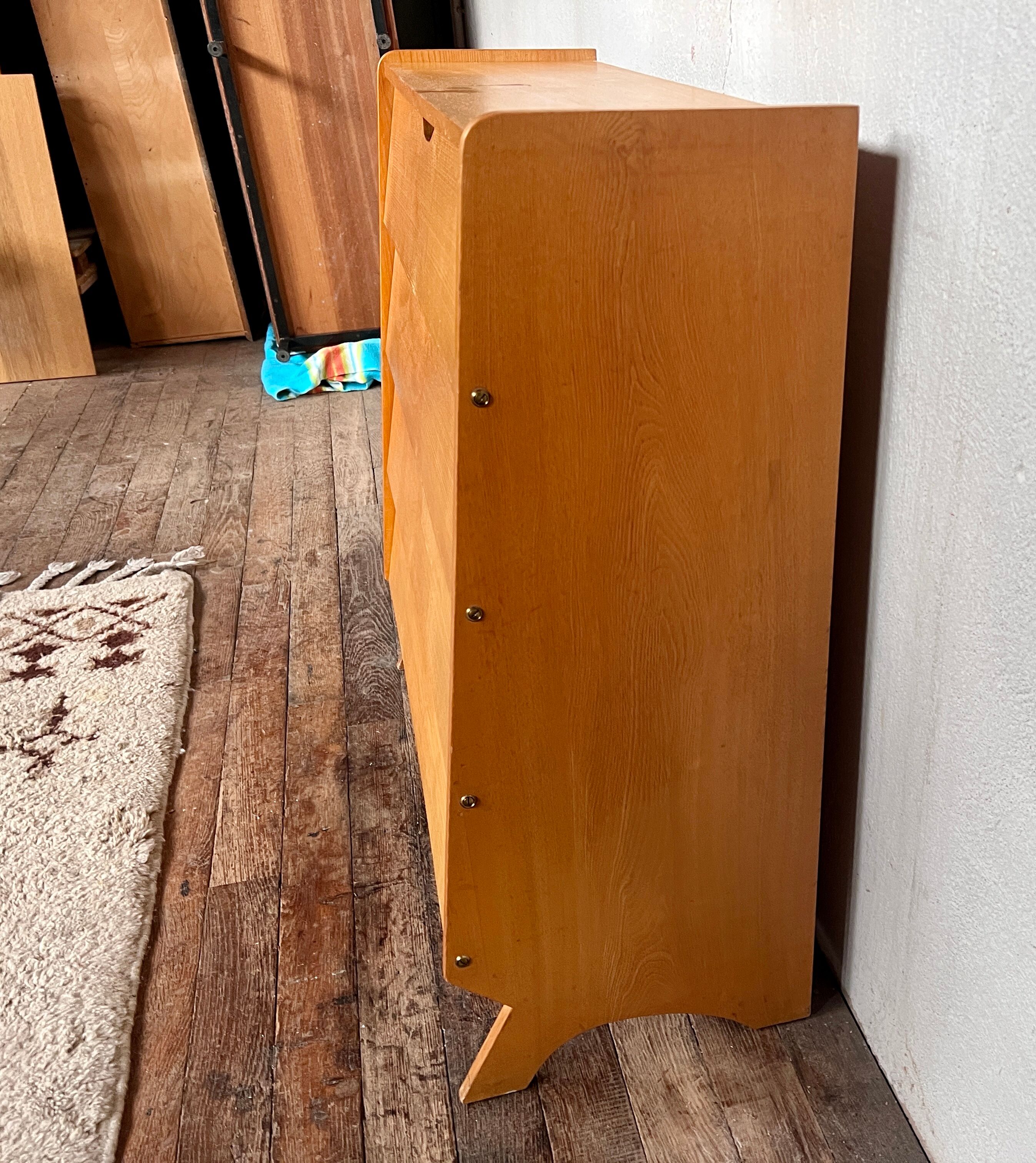 Modernist shoe cabinet 1960 in vintage ash