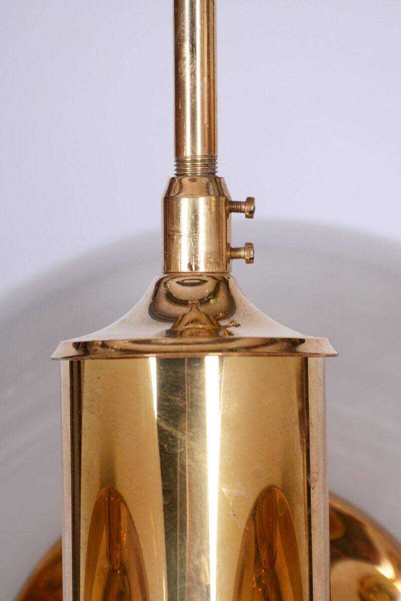 Mid-Century Chandelier in Brass and Glass by Kamenický Šenov, Czech, 1960s