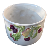 Cache pot glazed ceramic slip vintage fruits