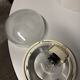 Suspension / Vintage ceiling light in prismatic glass and white base –