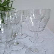 Set of 6 cut glass wine glasses