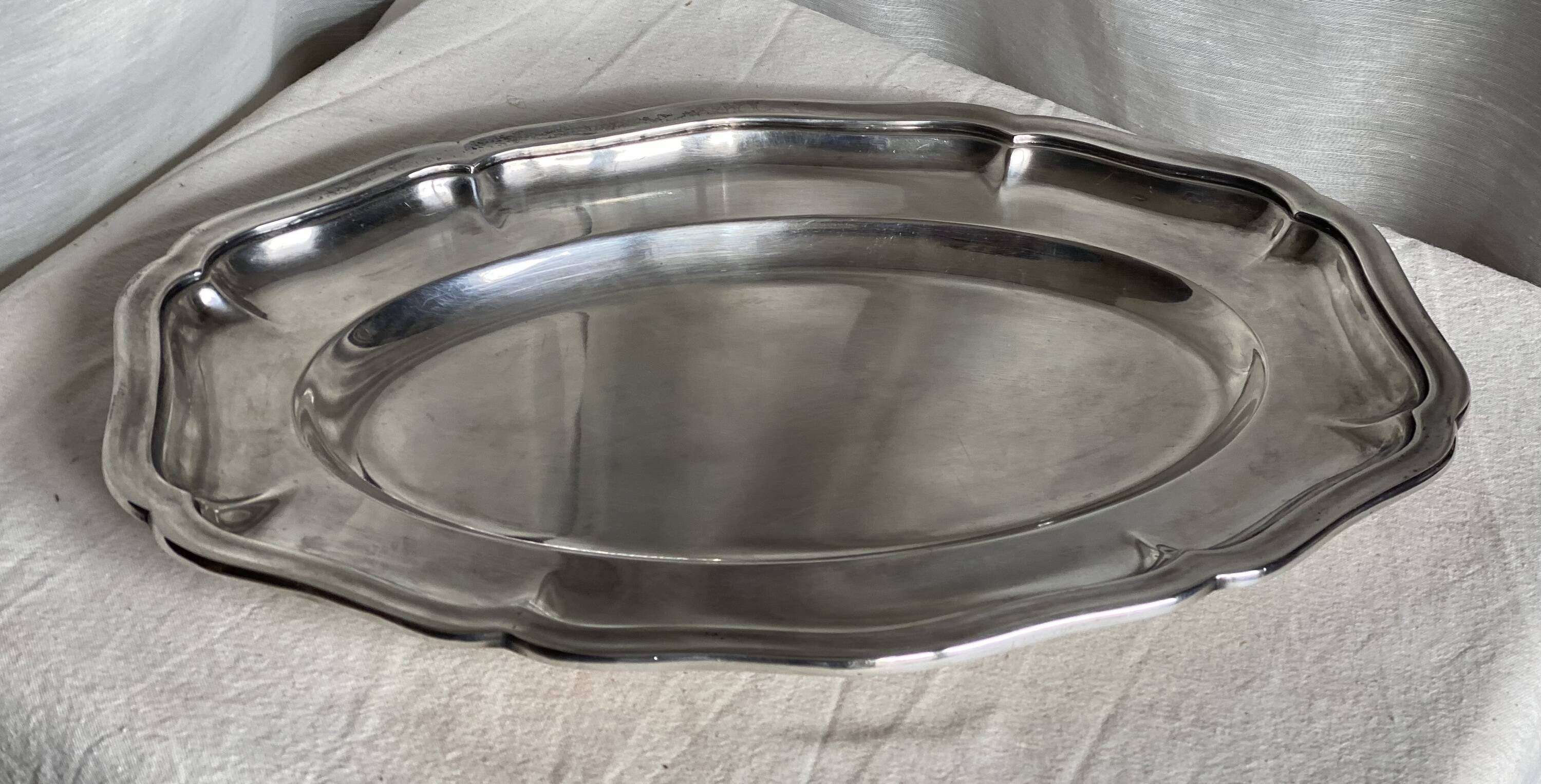 Silver-plated metal tray in the Wiskemann style, Louis XV.