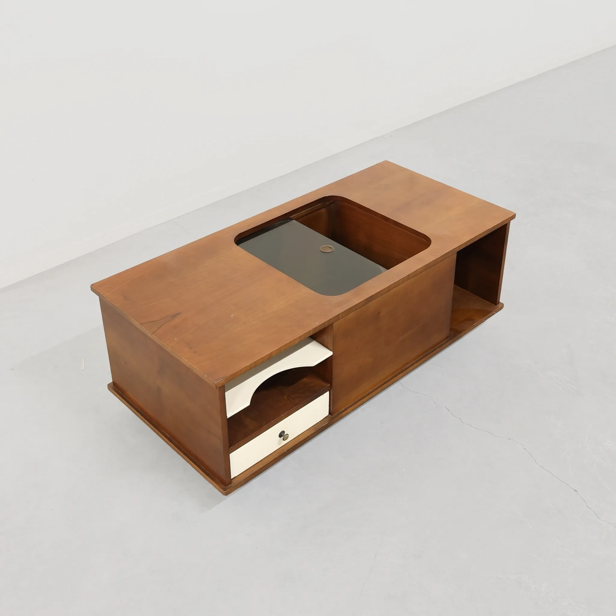 Italian 1970s Wooden Bar Cabinet on Castors