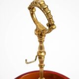 Beautiful 1960s nut bowl by Aldo Tura made of red goatskin and brass