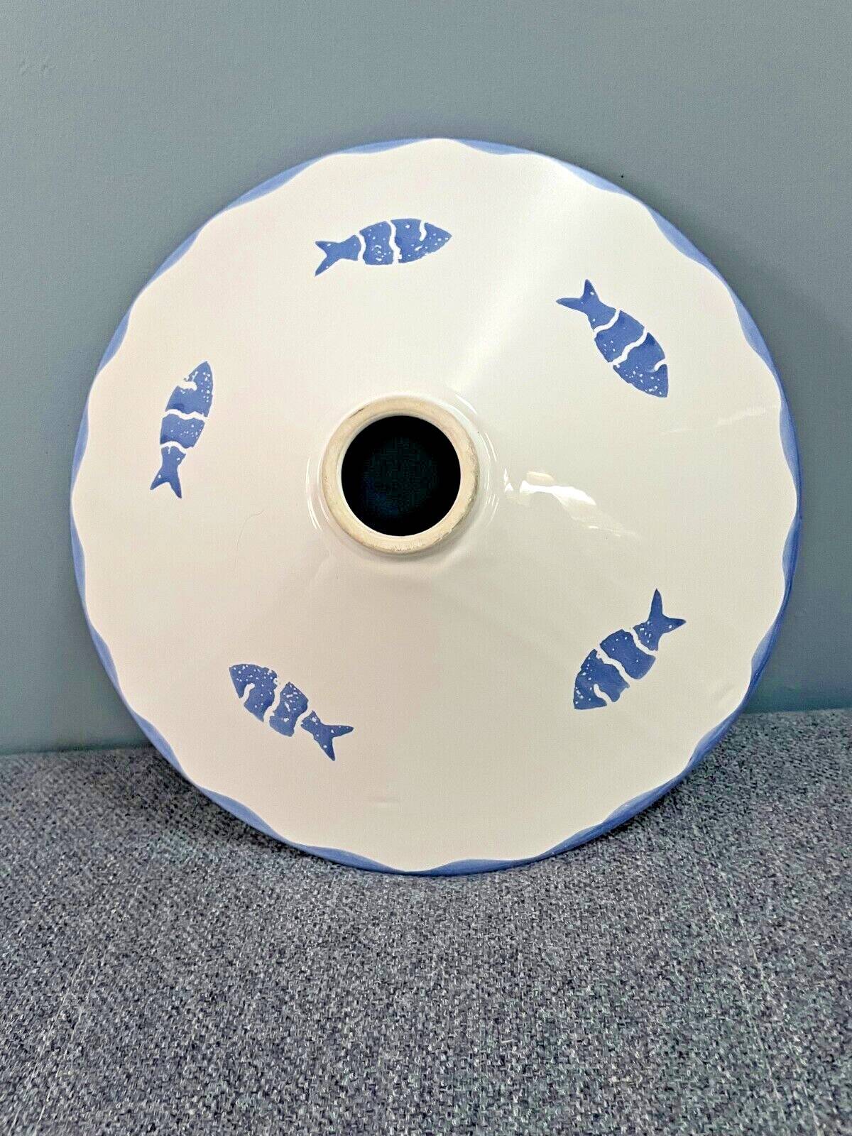 Vintage white ceramic chandelier lampshade decorated with white fish patterns
