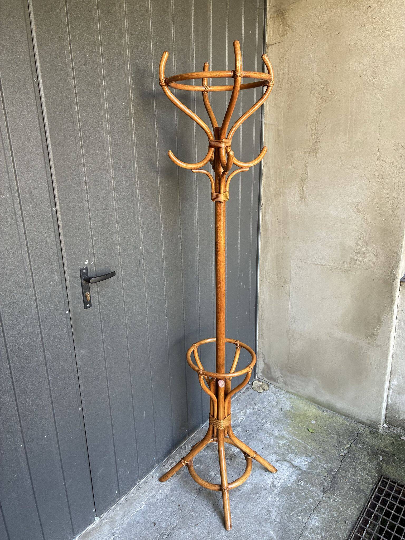 Bentwood and rattan coat stand, 1960s