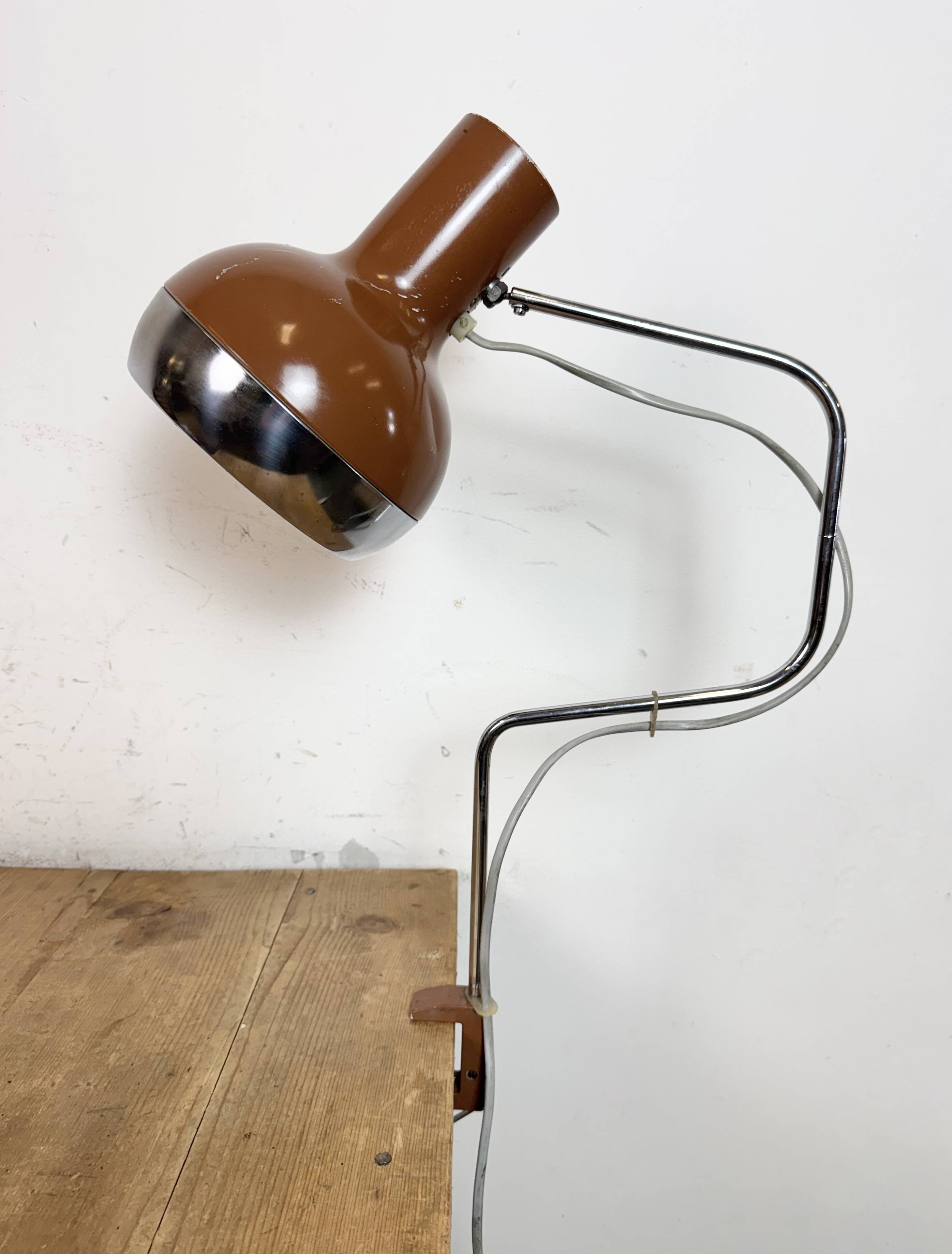 Lampe de bureau industrielle marron, années 1970