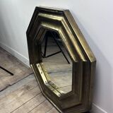 Vintage 1960s octagonal brass and pewter mirror