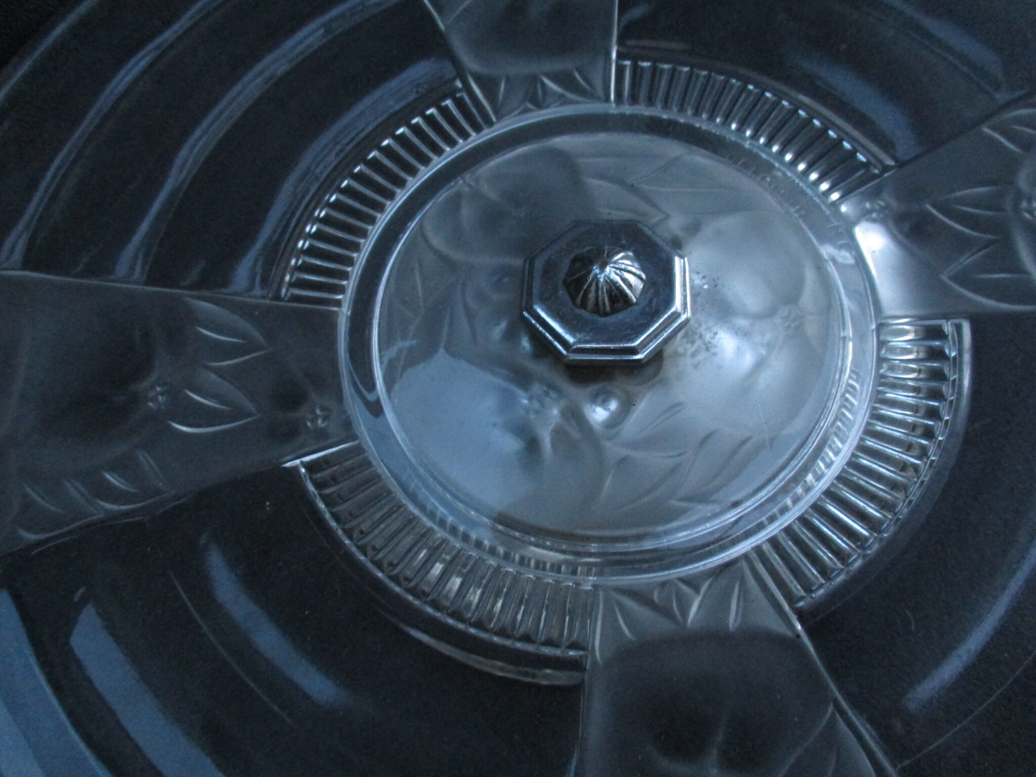 CUP on foot frosted pressed glass and transparent glass- Chrome foot