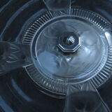 CUP on foot frosted pressed glass and transparent glass- Chrome foot