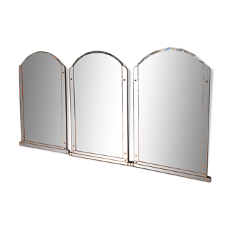 Suite of three mirrors - tain rose - art deco - around 1940