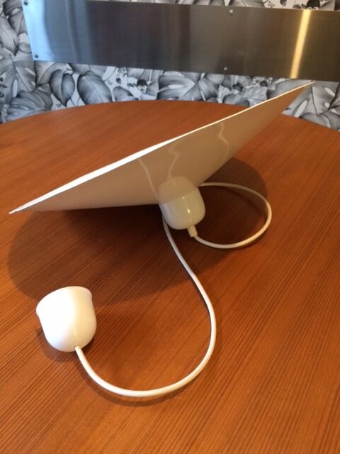 White vintage metal saucer hanging