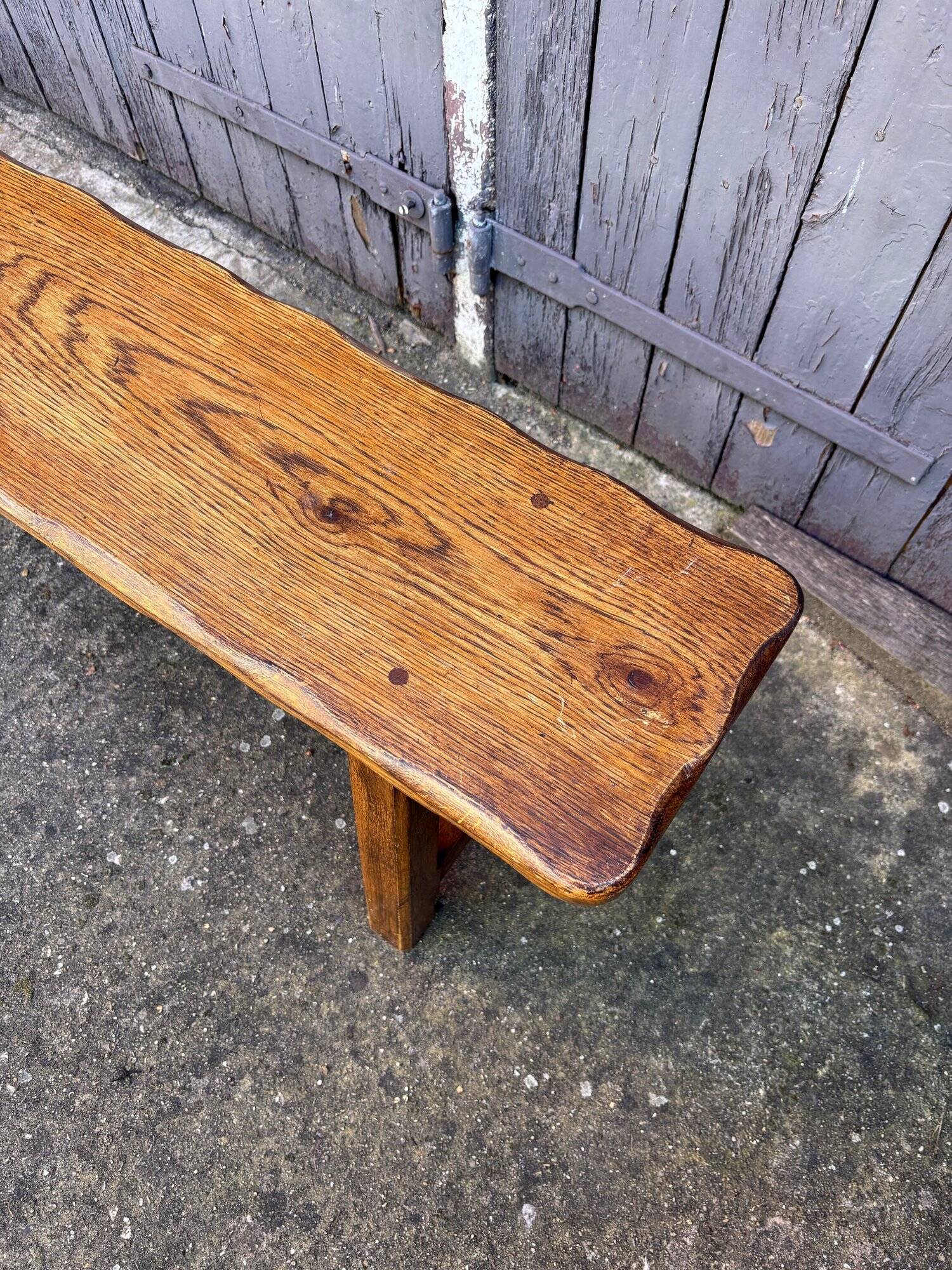 Brutalist bench in dark wood