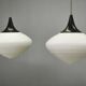 Pair of Space Age Opaline Glass Pendants, Czechoslovakia, 1970s