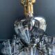 Complete shot service in silver-gray and engraved gold crystal
