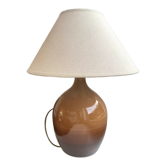 Lampe en grès et abat-jour en lin années 50-60