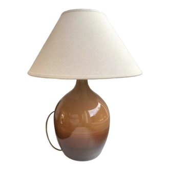 Stoneware lamp and linen lampshade 50s-60s