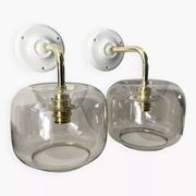 Set of two vintage smoked glass wall lights