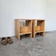 Pair of pine stools or bedside tables, mountain furniture, 1950s