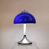 Vintage blue acrylic and chrome mushroom table lamp - Germany Space Age
