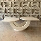 Travertine table with two turntables
