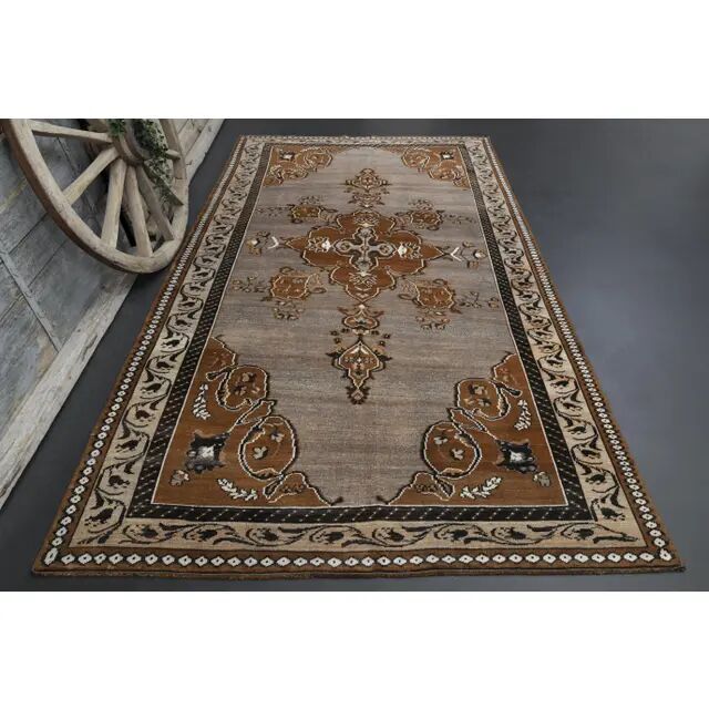 Vintage Turkish Oushak Handmade Wool Cotton Brown Area Rug 193x330