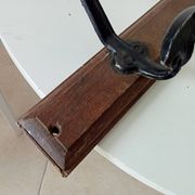 Vintage solid wood and metal wall coat rack