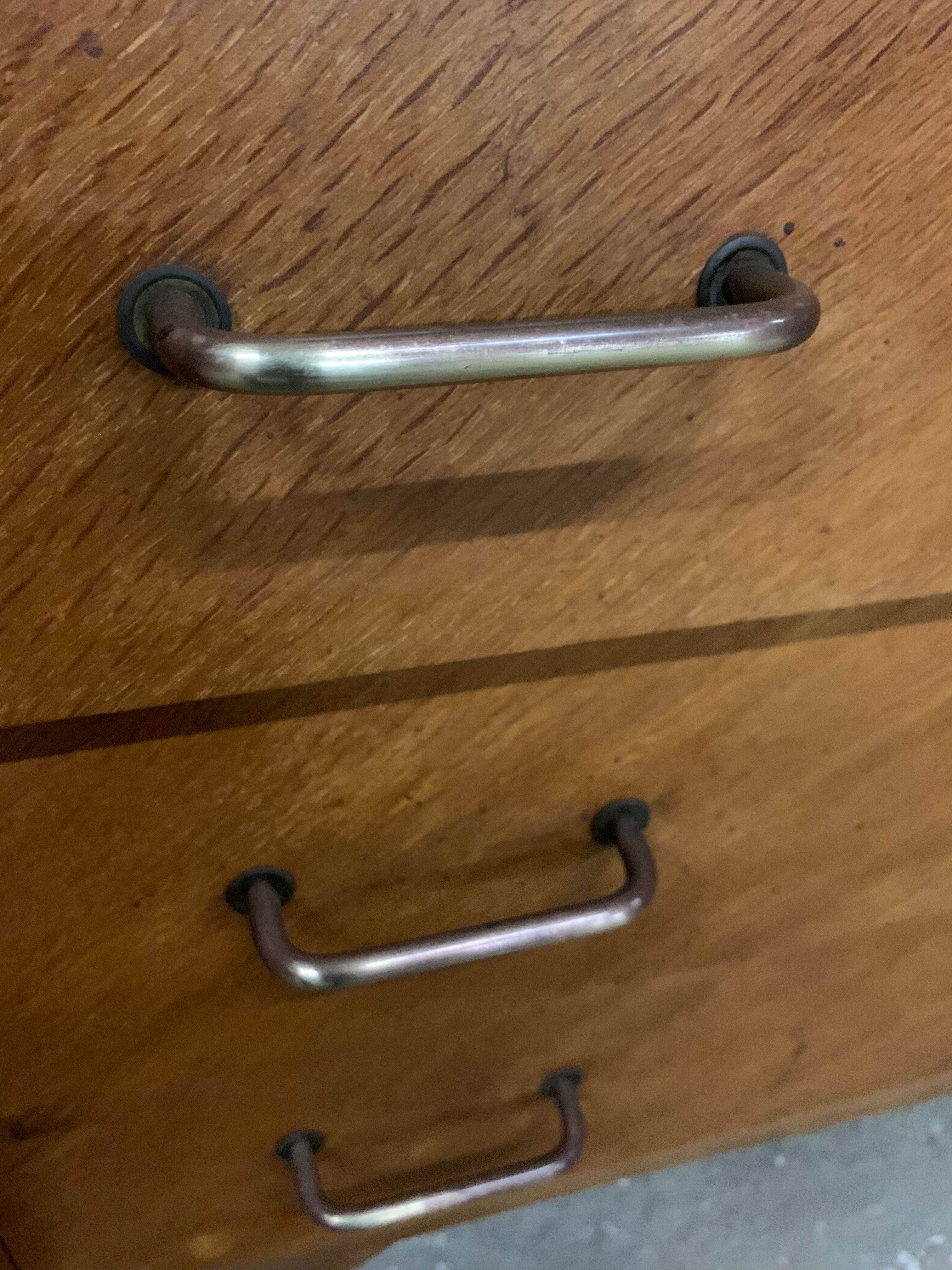 Secretary vintage oak compass feet, 1960s