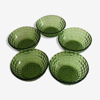 Series of five green cups