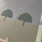 Plateau vintage alpac en fibre de verre et rotin