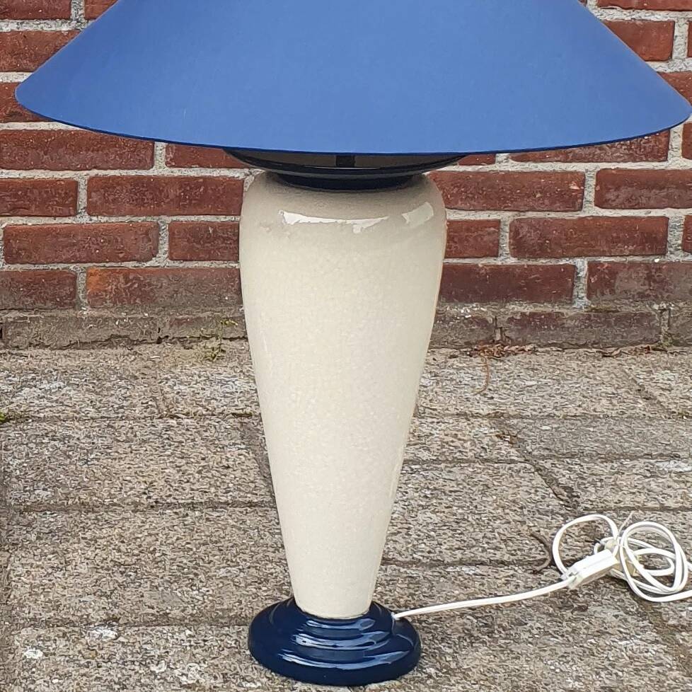 Set 2 lampes de table vintage Français Chatain 68 cm bleu