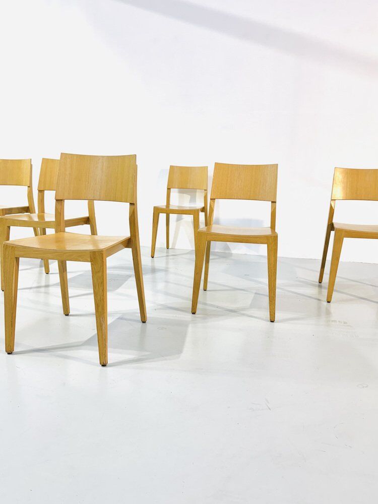 Danish beech dining chairs, 1980s, set of 6