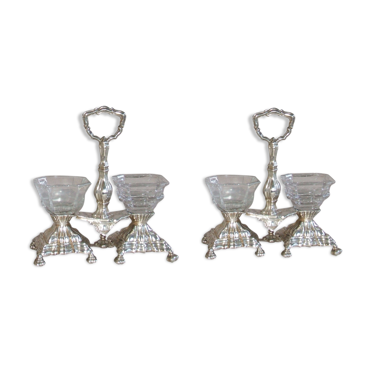 Pair of minerva massive silver salt shakers
